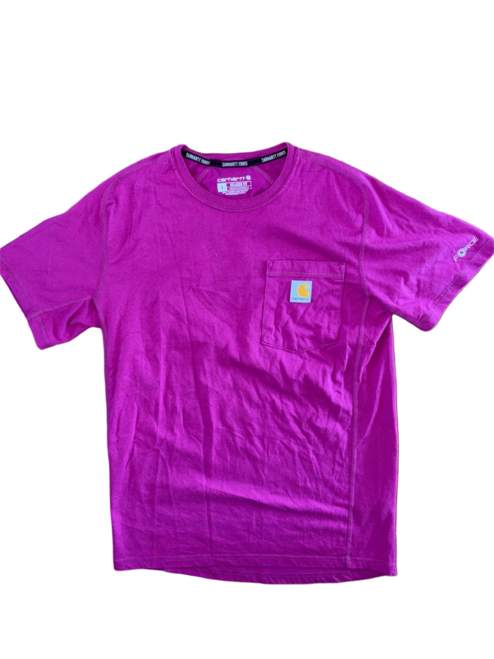 Carhartt Short-Sleeve Tee Shirt Vibrant Magenta Size Small Relaxed Fit Top